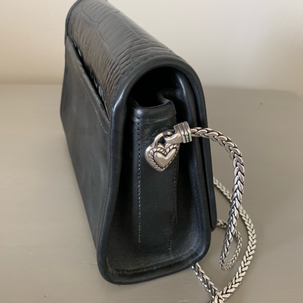 Brighton Black Croc-Embossed Shoulder Bag with Silver Chain - Picture 3 of 8